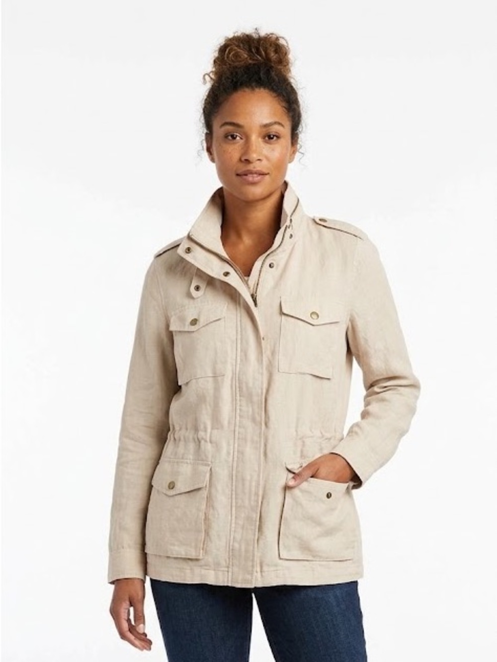 L.L. Bean Women’s Linen Utility Chore Field Lightweight Coat Jacket Small